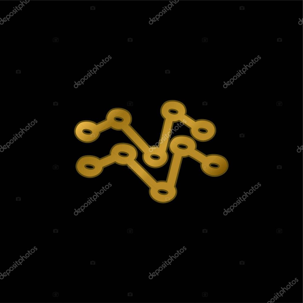 Analytics Hand Drawn Lines gold plated metalic icon or logo vector