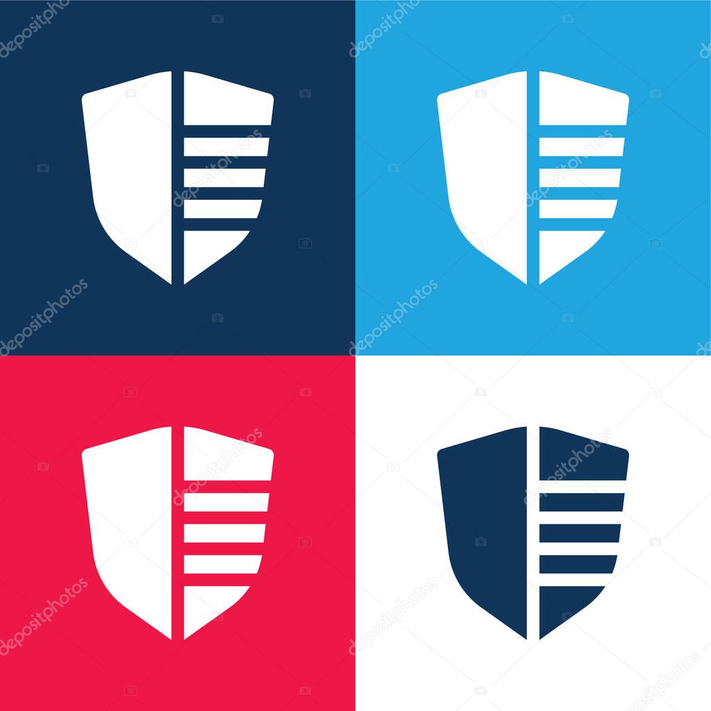 Badge blue and red four color minimal icon set