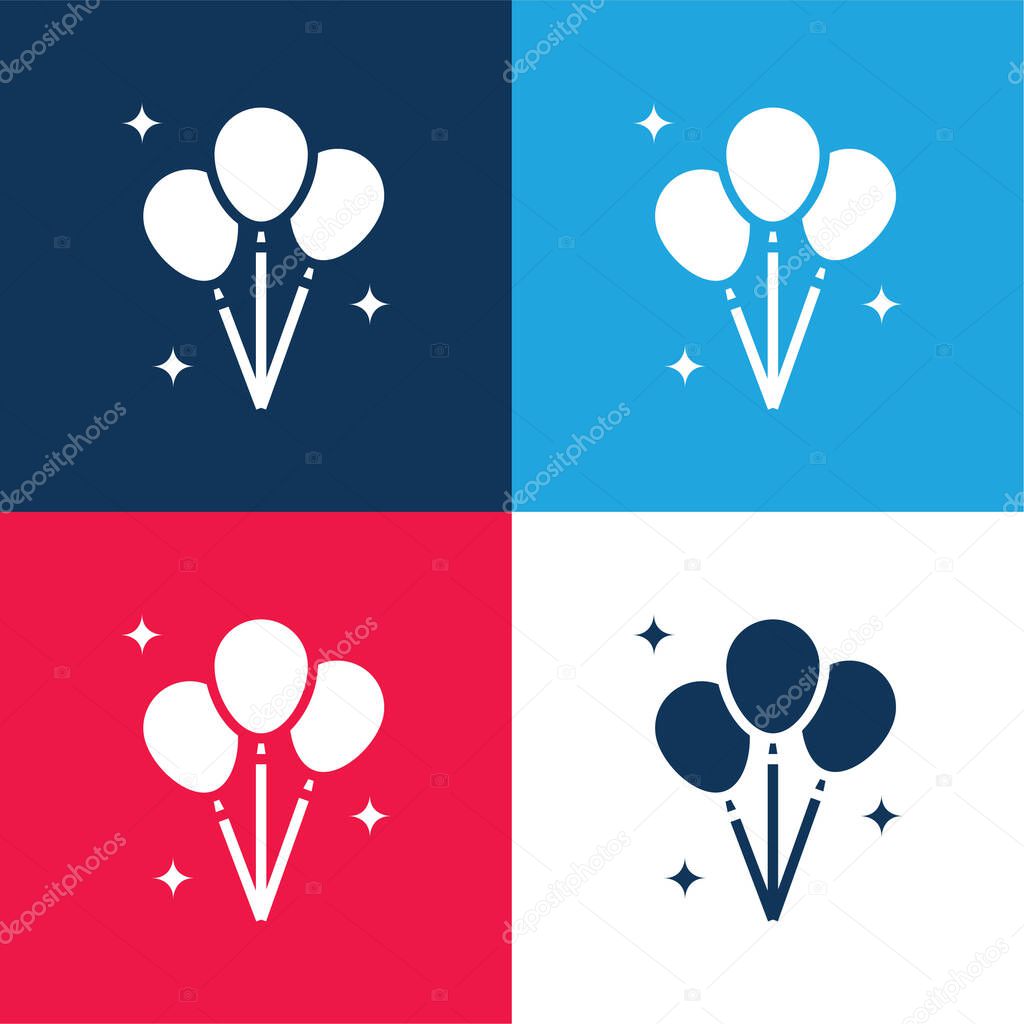 Balloons blue and red four color minimal icon set