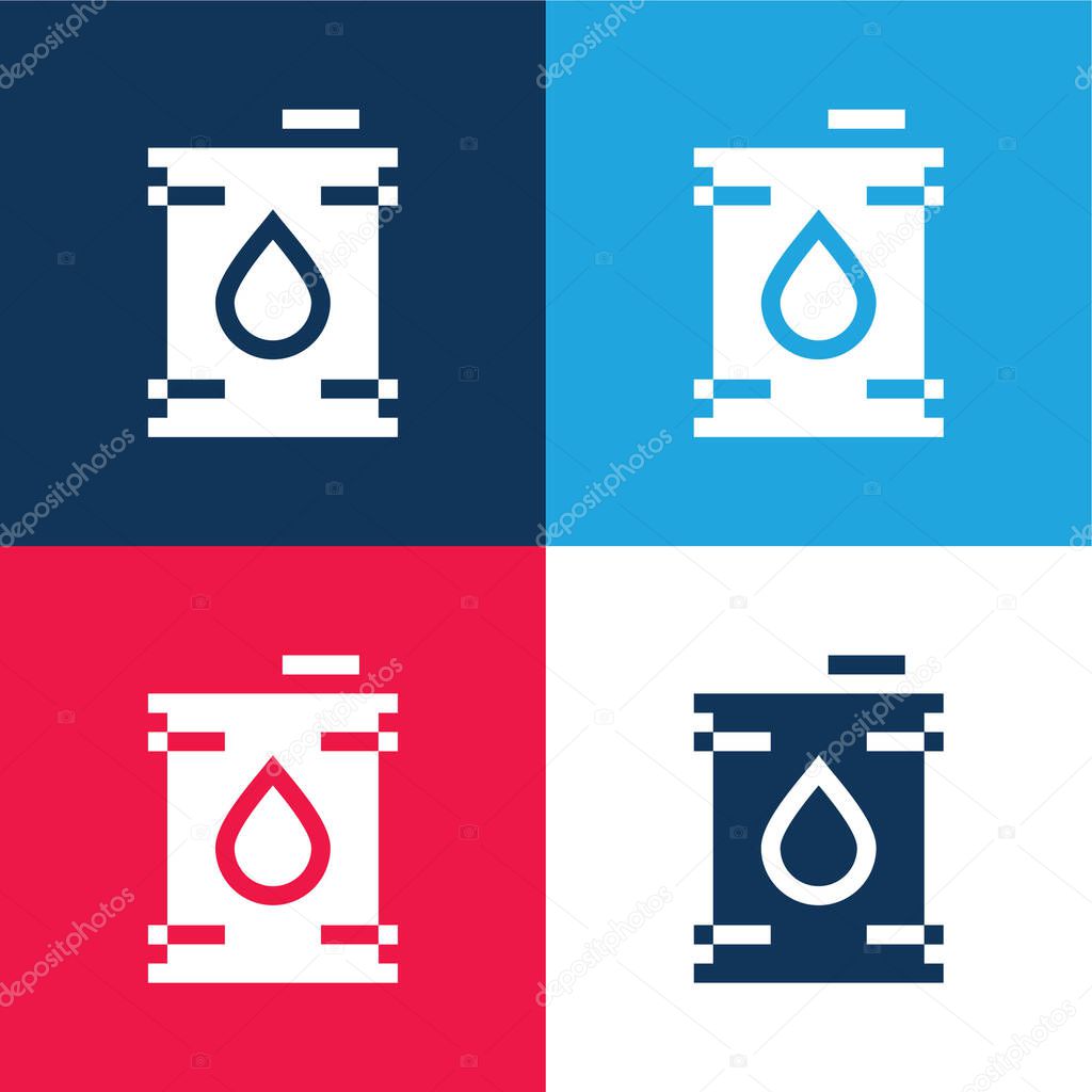 Barrel blue and red four color minimal icon set