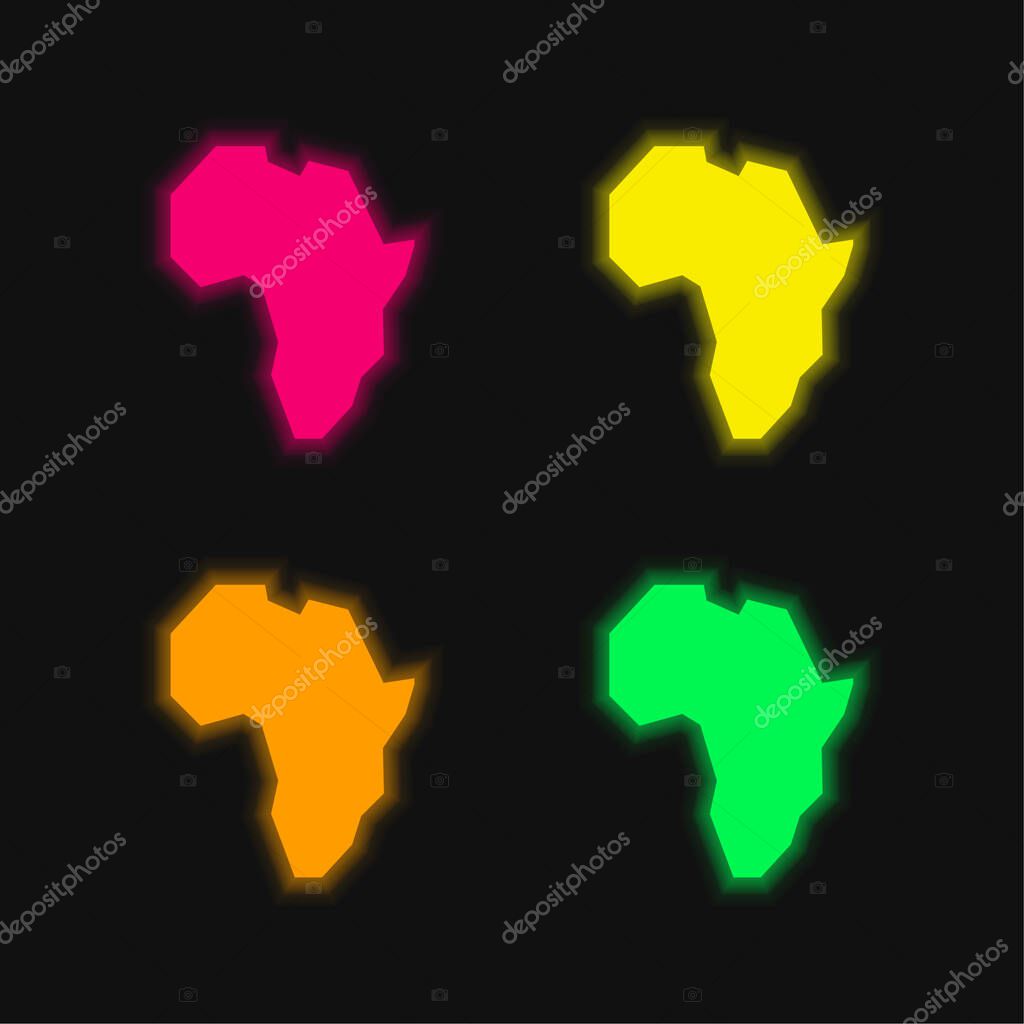 Africa four color glowing neon vector icon