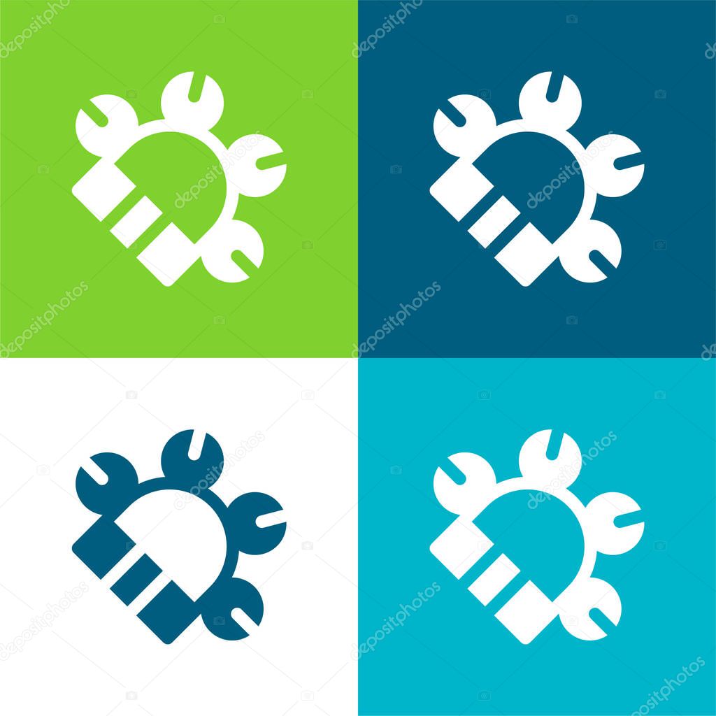 Bell Flat four color minimal icon set