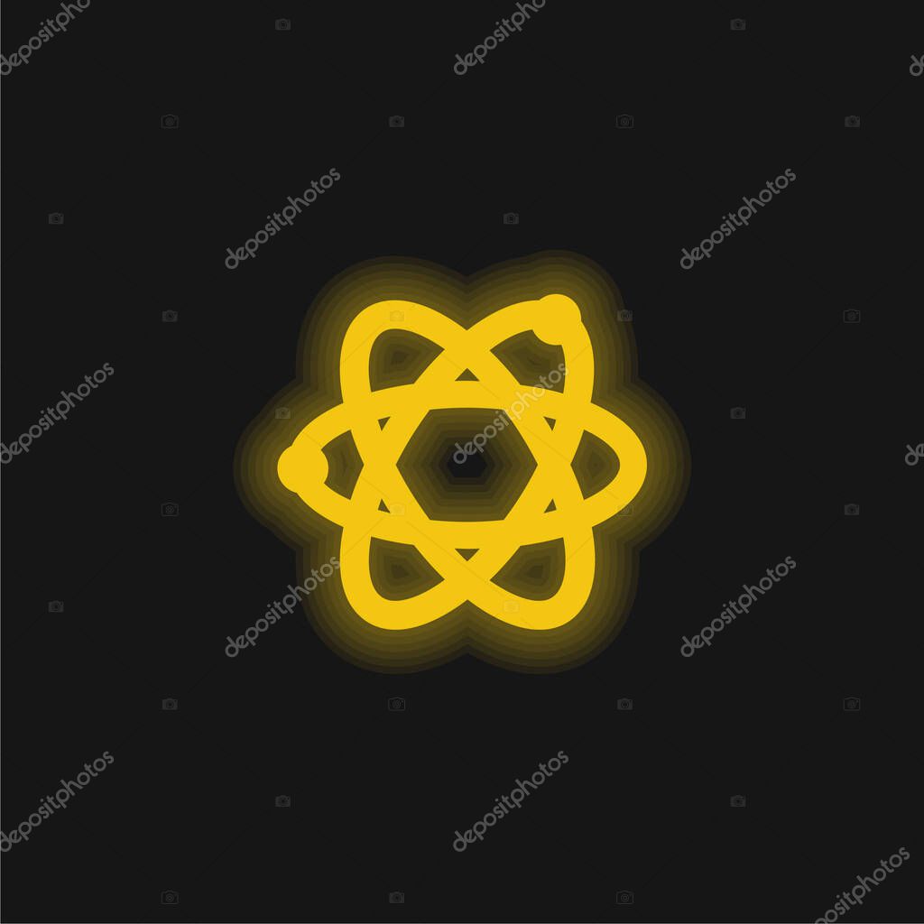 Atom yellow glowing neon icon