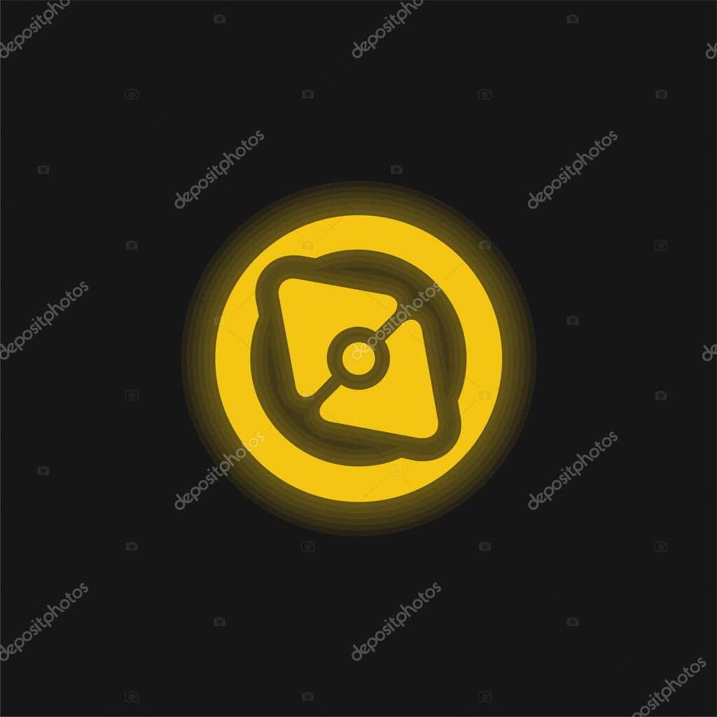 Big Point Compass yellow glowing neon icon