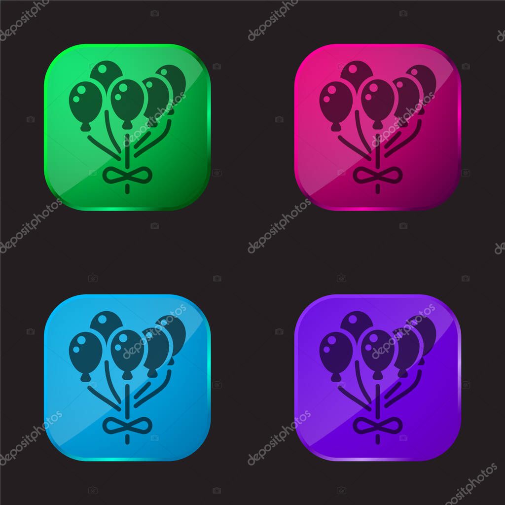 Balloon four color glass button icon