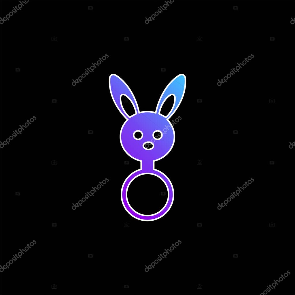 Baby Rattle With Bunny Head Shape blue gradient vector icon