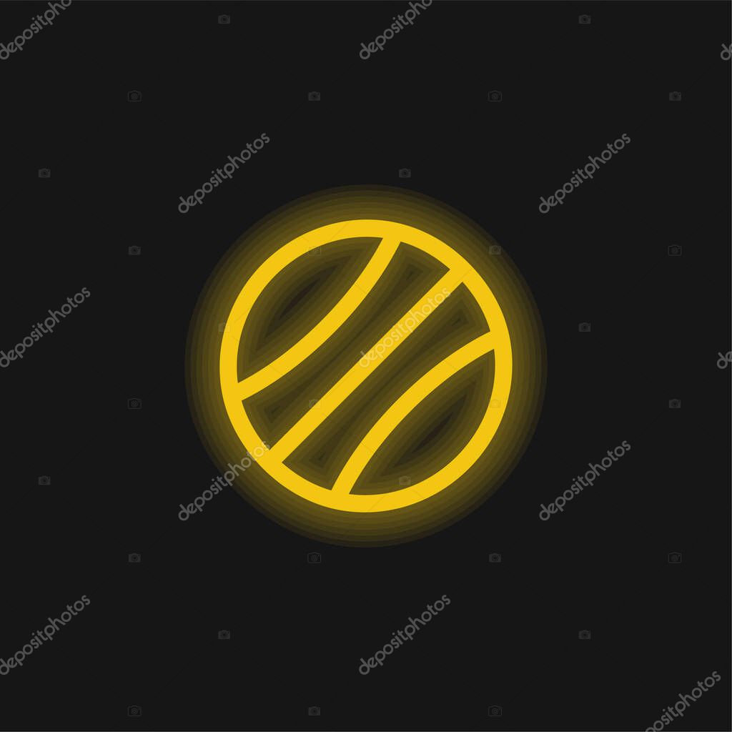 Beach Ball yellow glowing neon icon