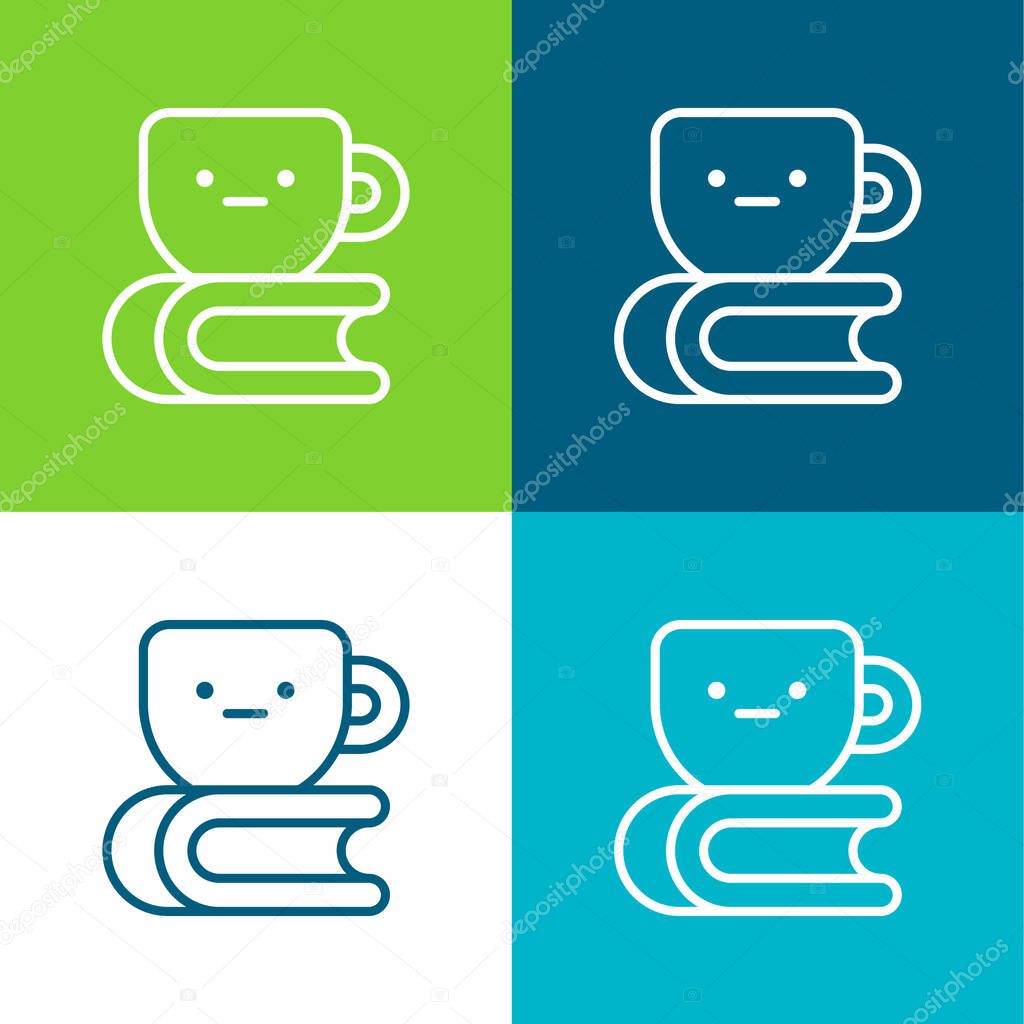 Book Flat four color minimal icon set