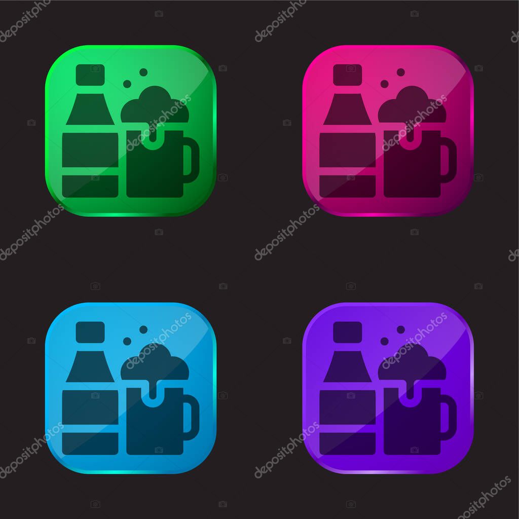 Beer Mug four color glass button icon