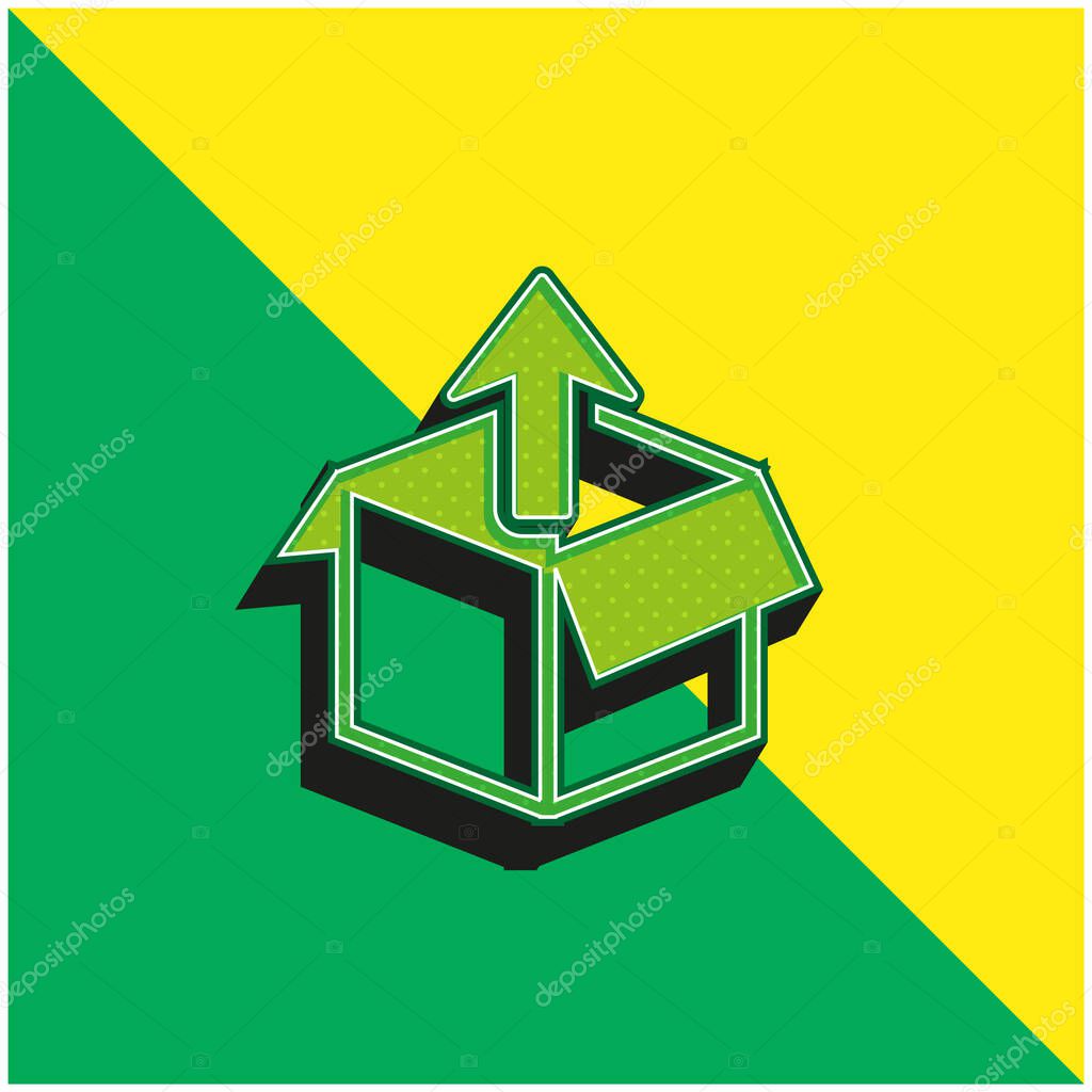 Box Get Out Green and yellow modern 3d vector icon logo