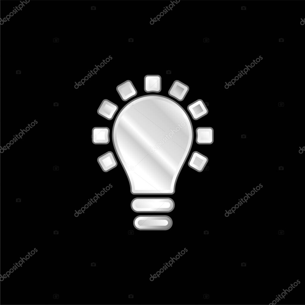 Black Lightbulb Creativity Symbol silver plated metallic icon