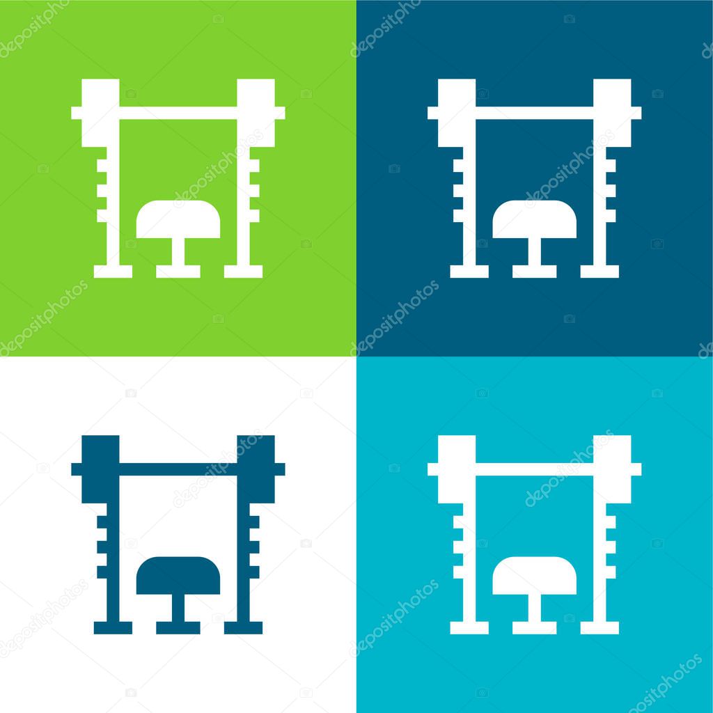 Bench Flat four color minimal icon set