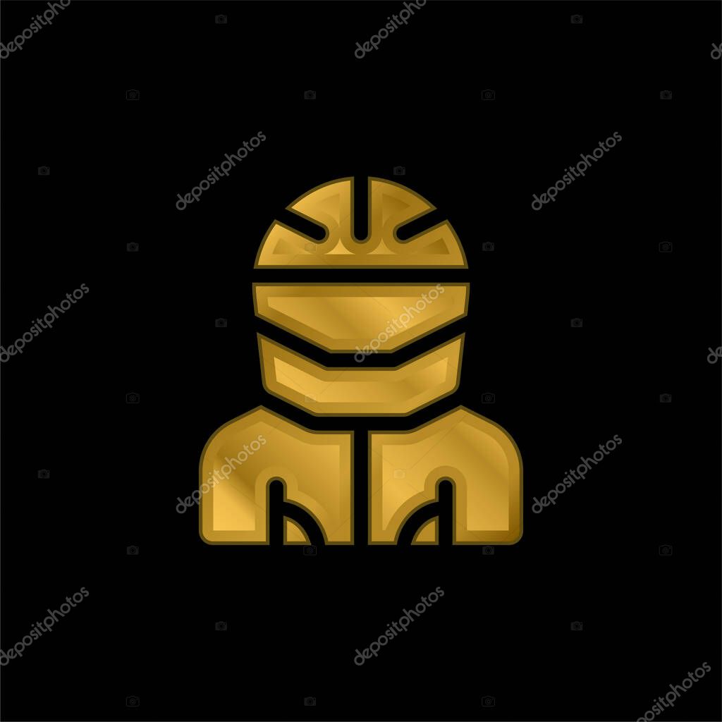 Biker gold plated metalic icon or logo vector