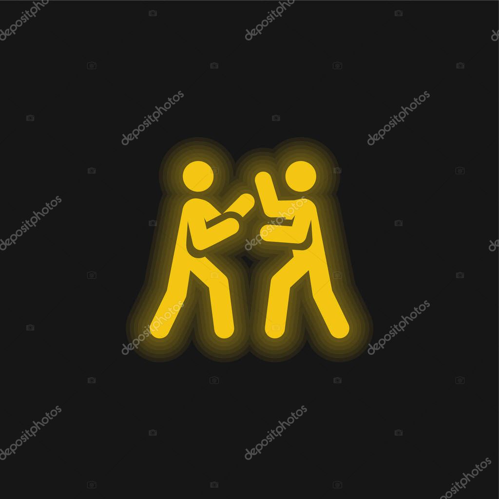 Boxing yellow glowing neon icon