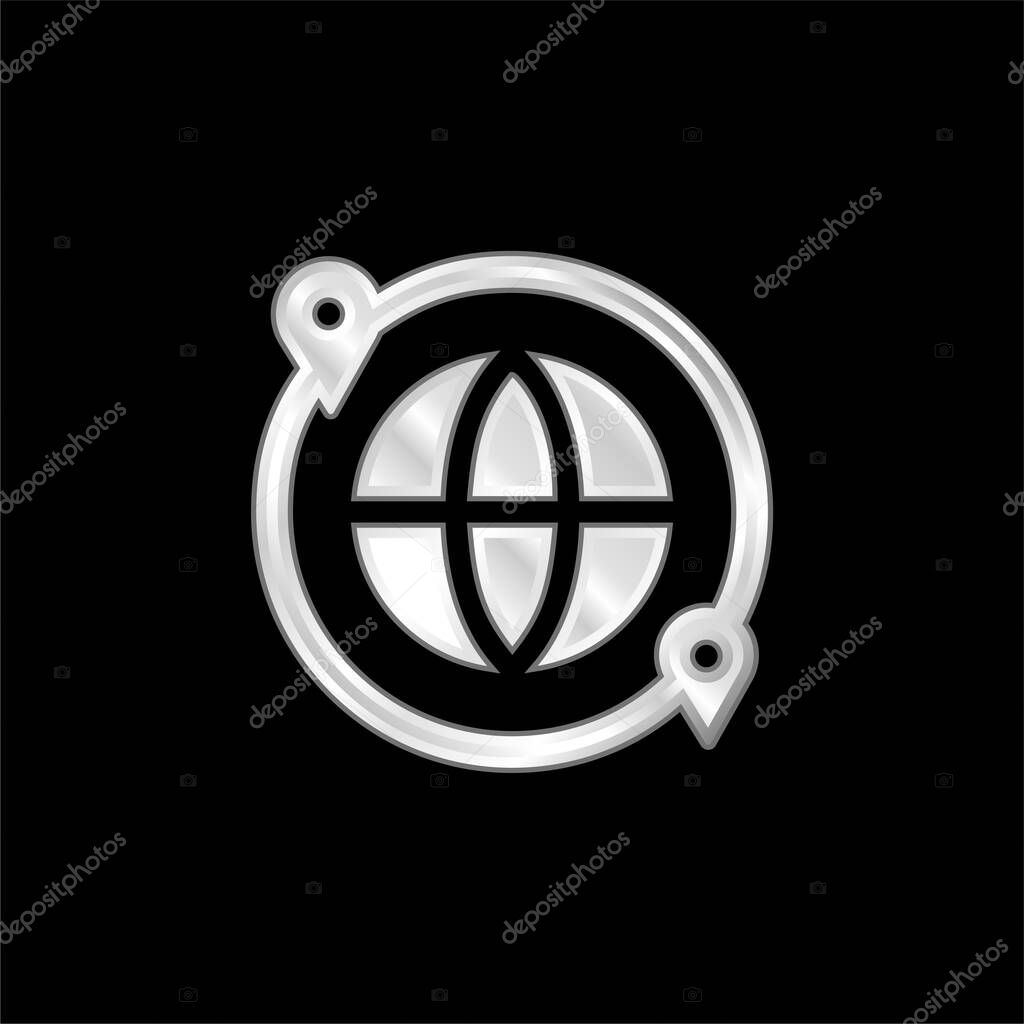 Around The World silver plated metallic icon