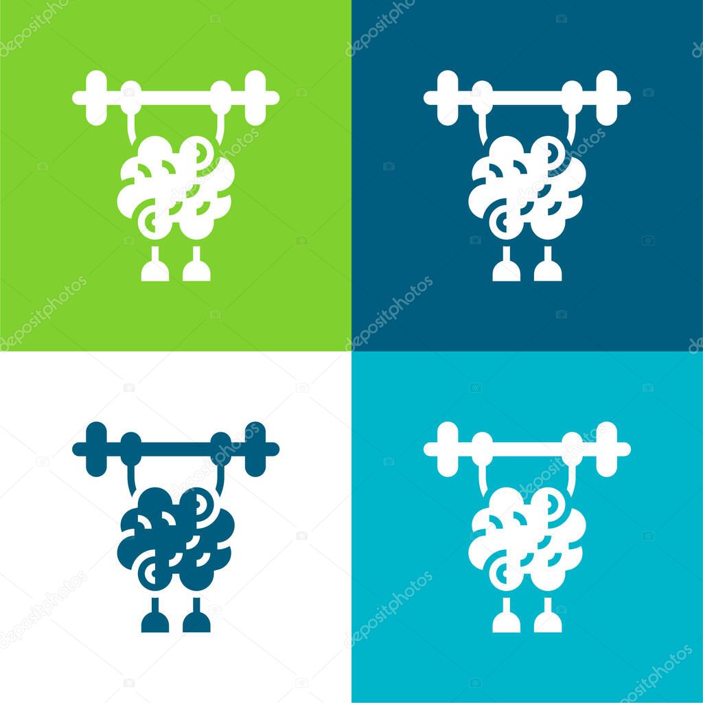 Brain Flat four color minimal icon set