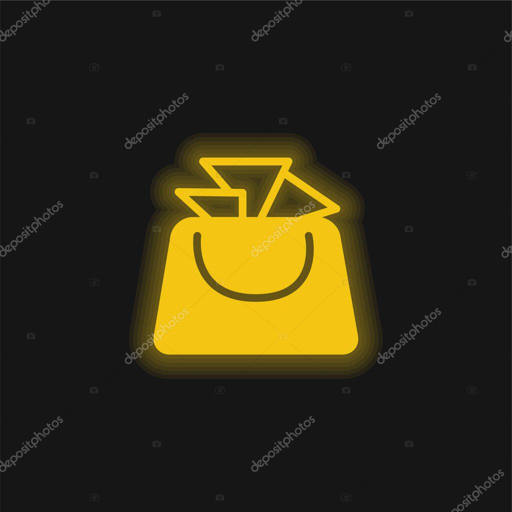 Bag For Ladies yellow glowing neon icon