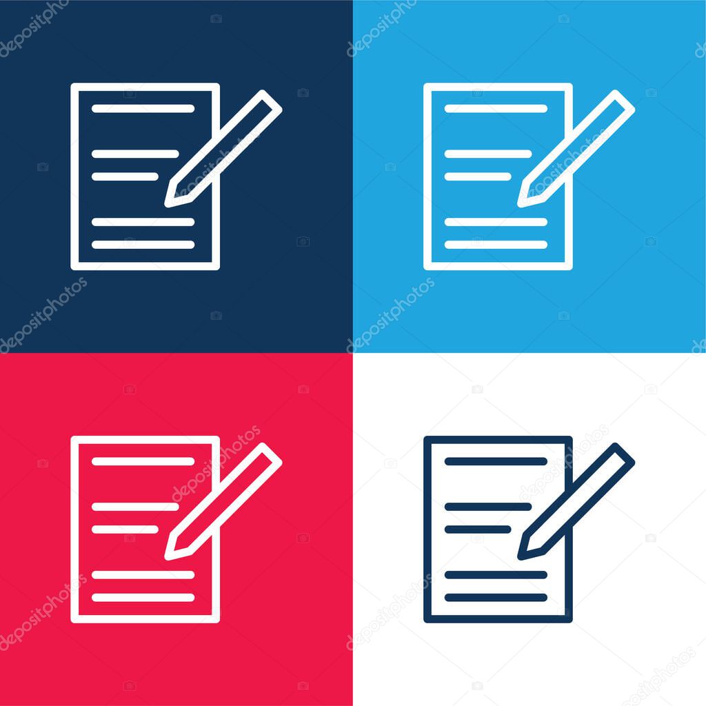 Agreement blue and red four color minimal icon set