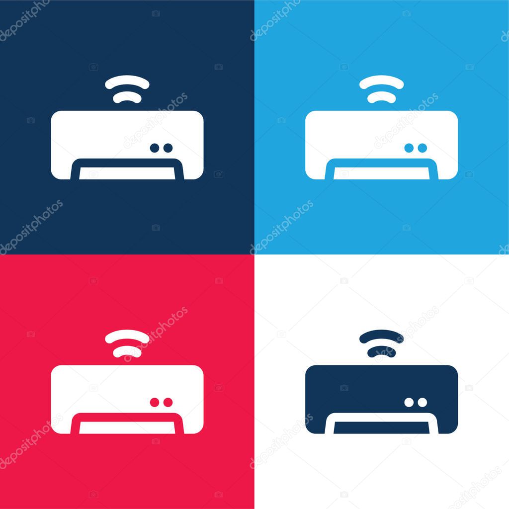 Air Conditioner blue and red four color minimal icon set