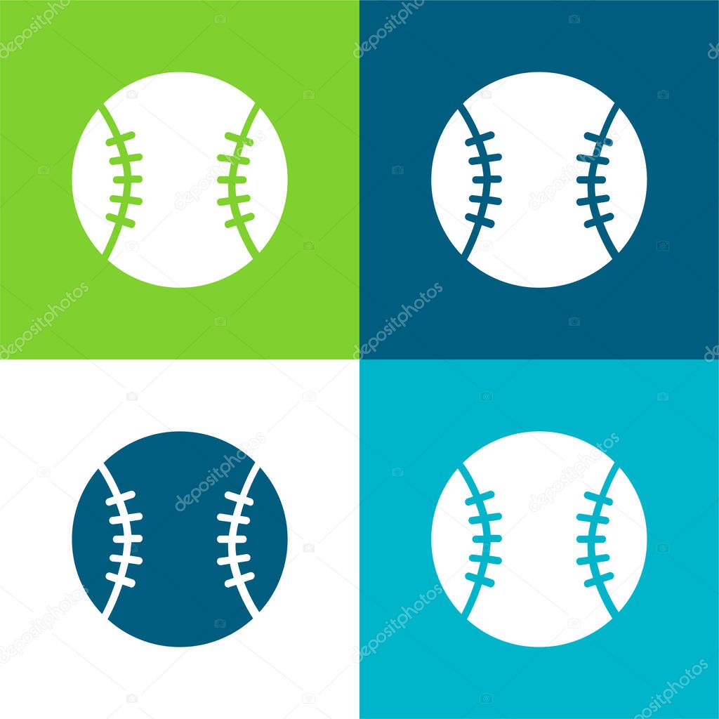 Baseball Flat four color minimal icon set