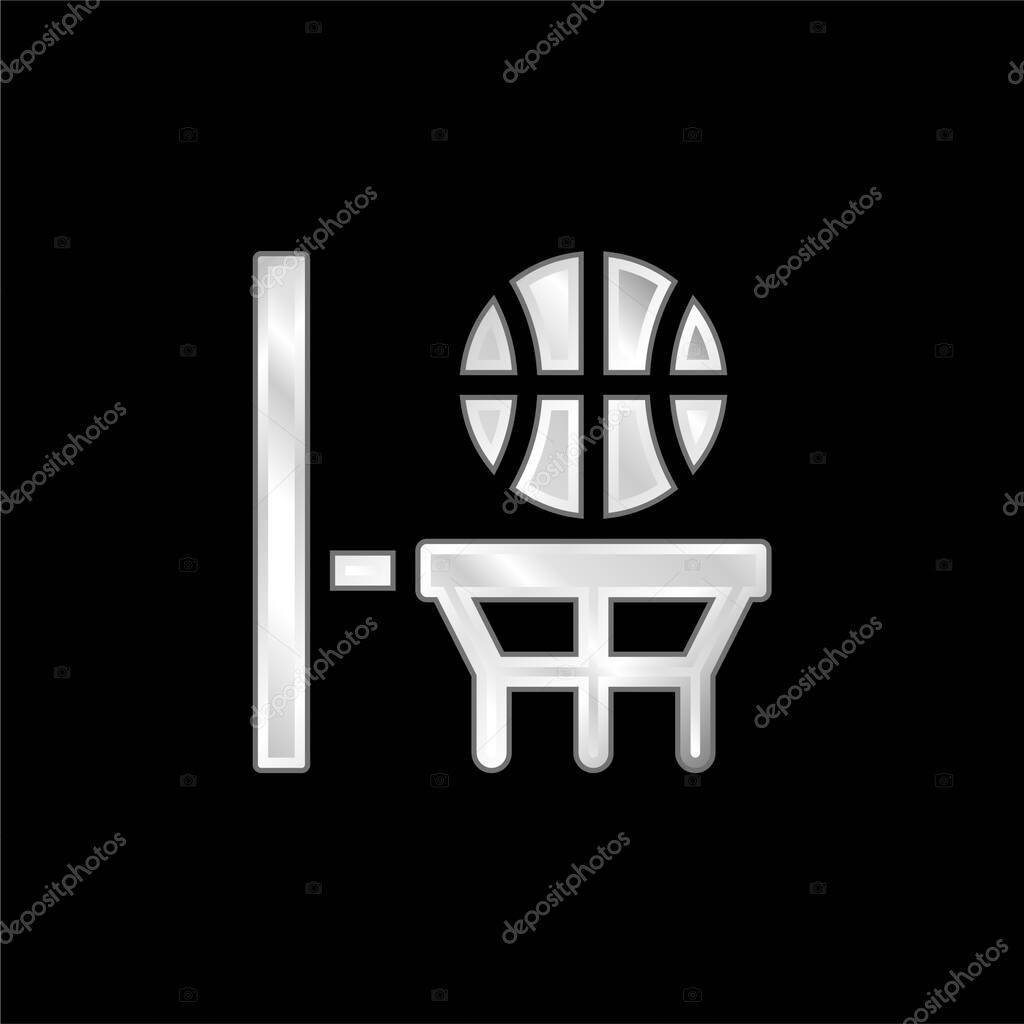 Basketball silver plated metallic icon