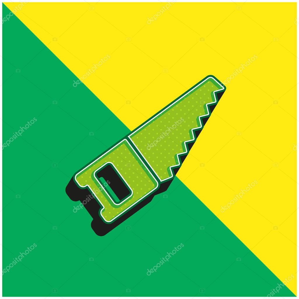 Band Saw Green and yellow modern 3d vector icon logo