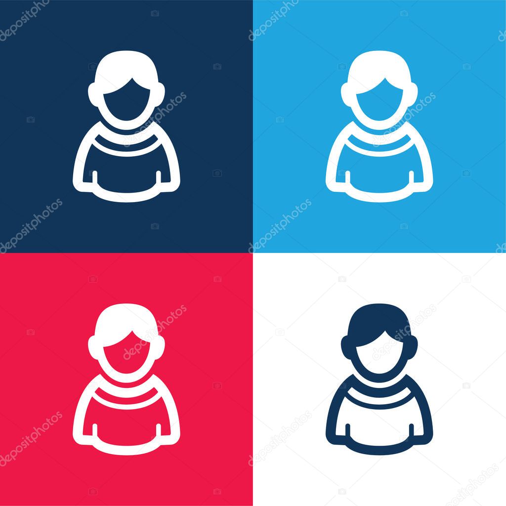 Boy blue and red four color minimal icon set