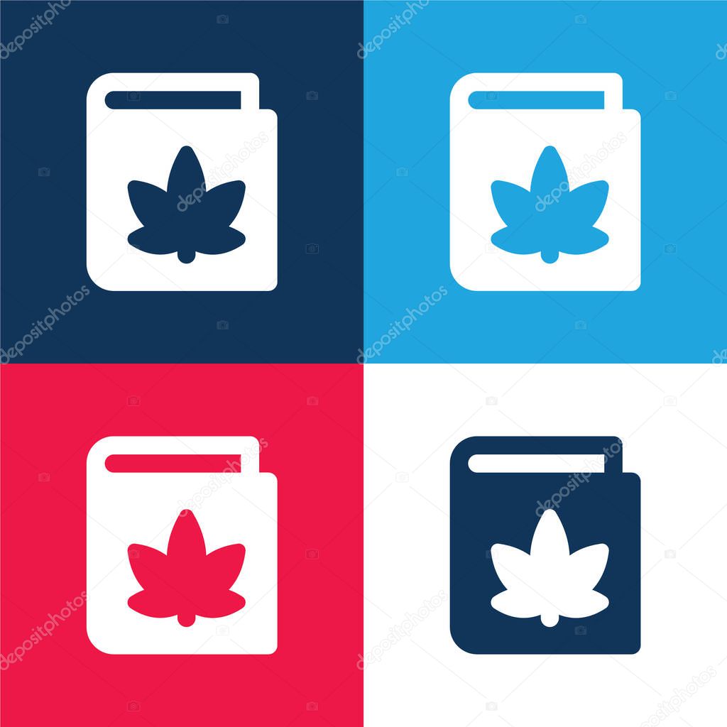 Book blue and red four color minimal icon set
