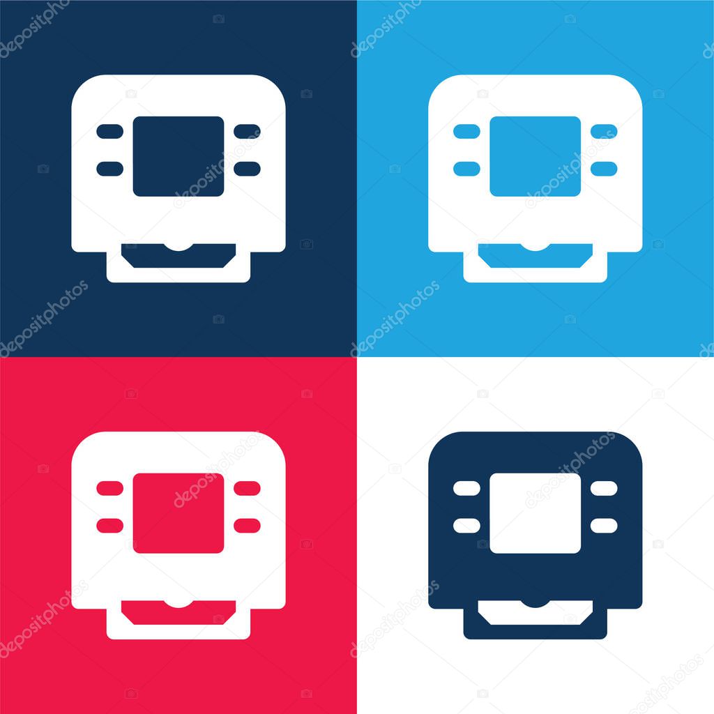 ATM MAchine blue and red four color minimal icon set