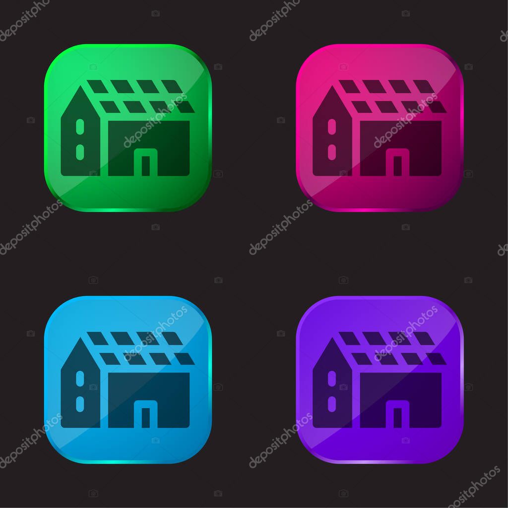 Battery four color glass button icon