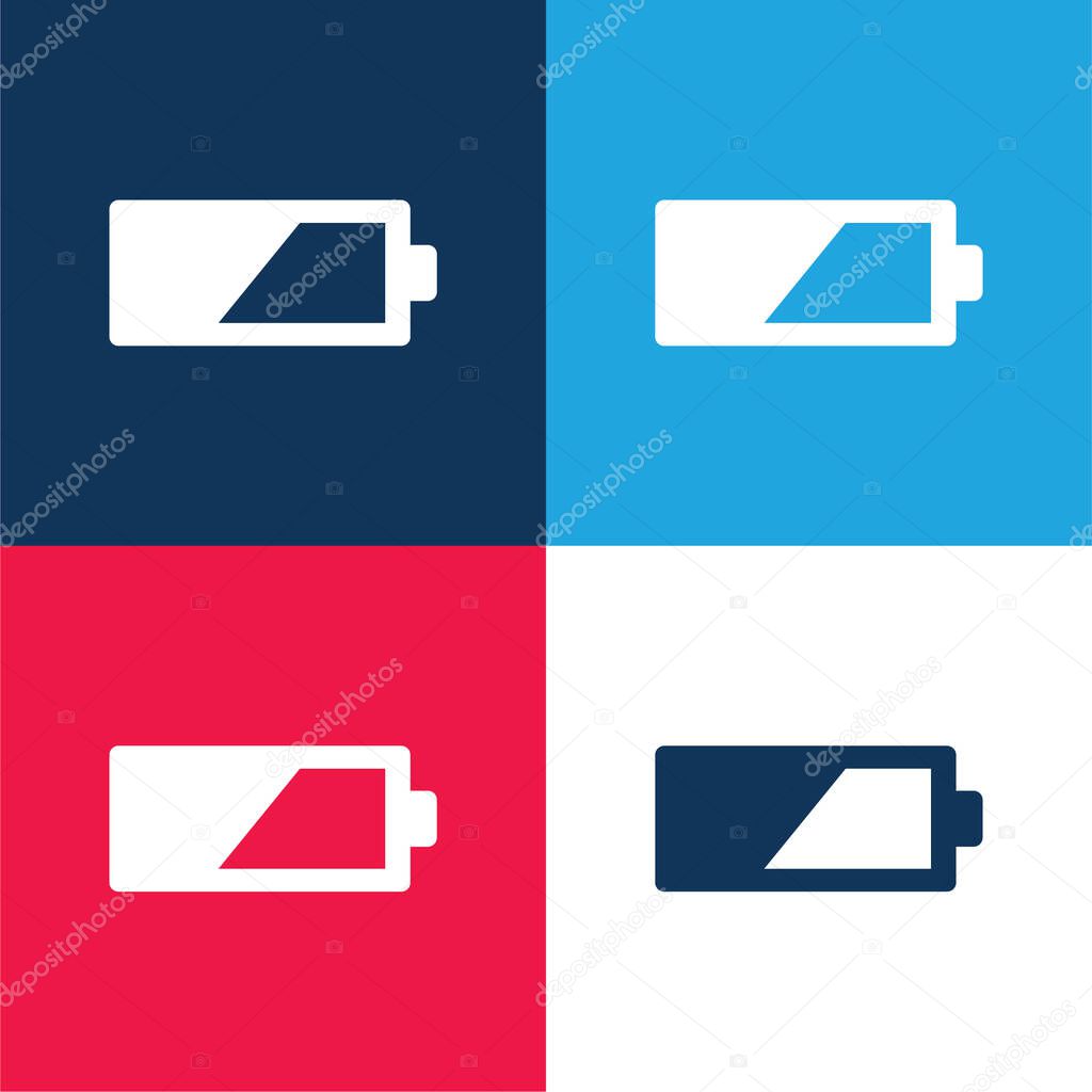 50 Percent Battery blue and red four color minimal icon set