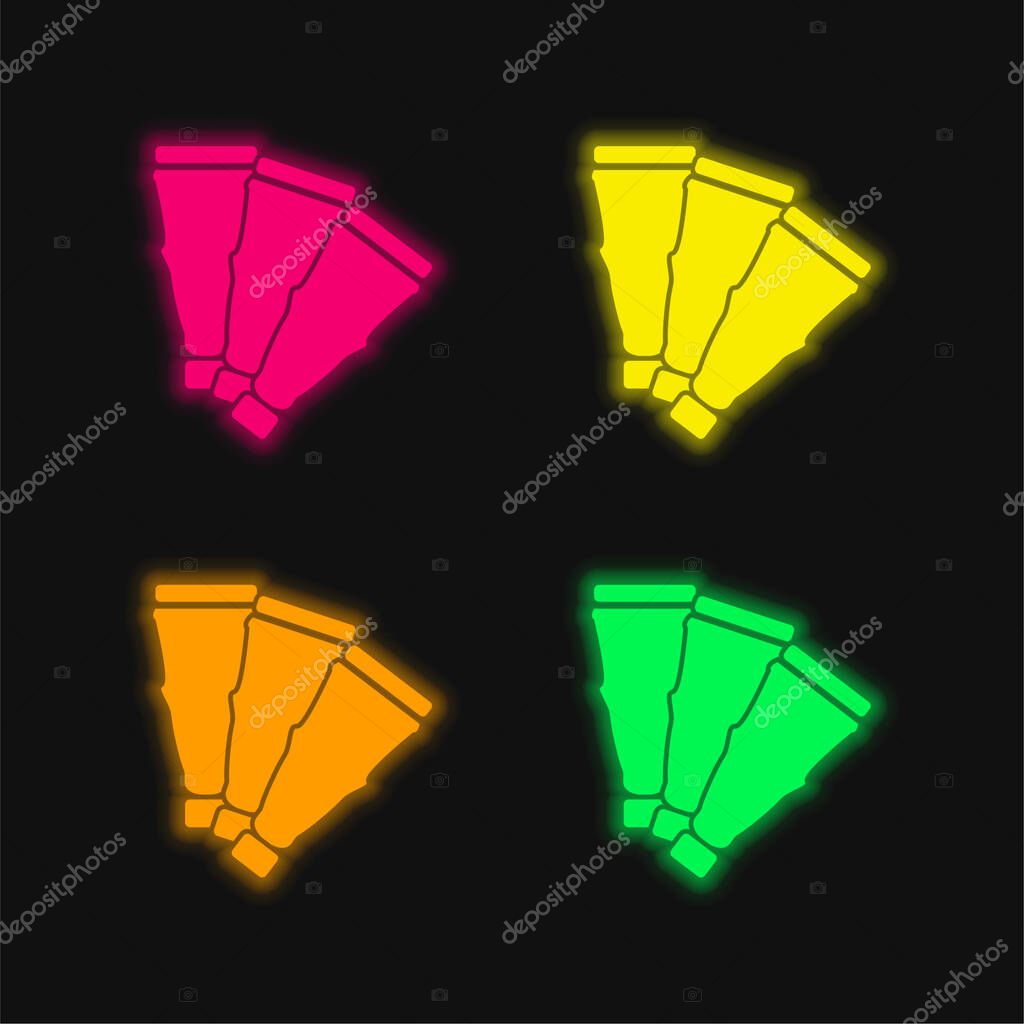 Art Piece Like A Fan four color glowing neon vector icon