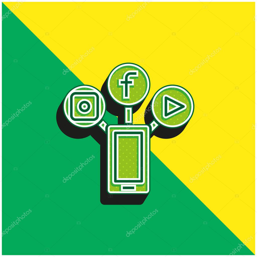 App Green and yellow modern 3d vector icon logo