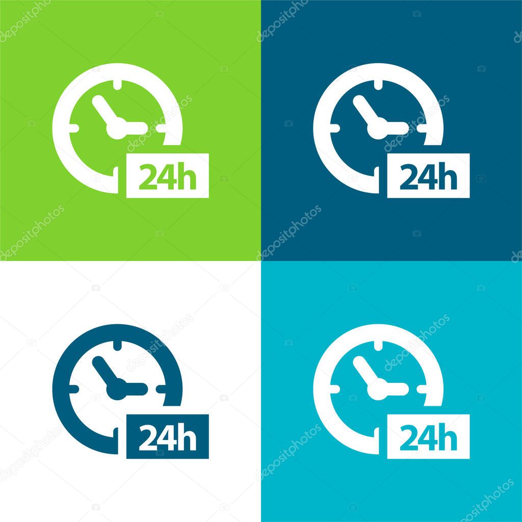 24 Hours Clock Symbol Flat four color minimal icon set