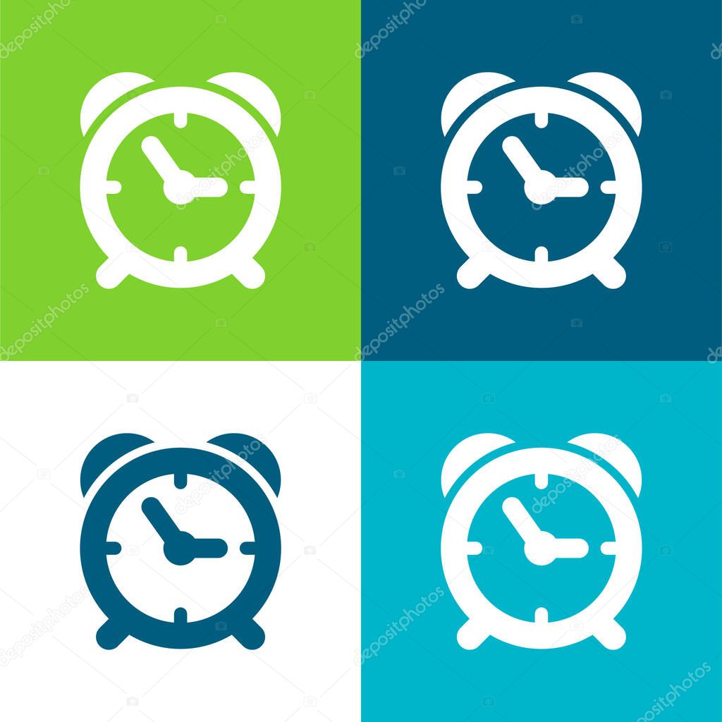 Alarm Clock Of Circular Shape Flat four color minimal icon set