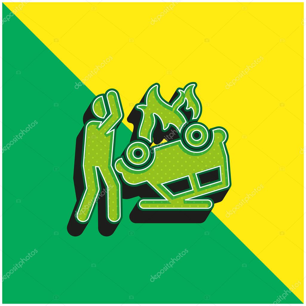Accident Green and yellow modern 3d vector icon logo