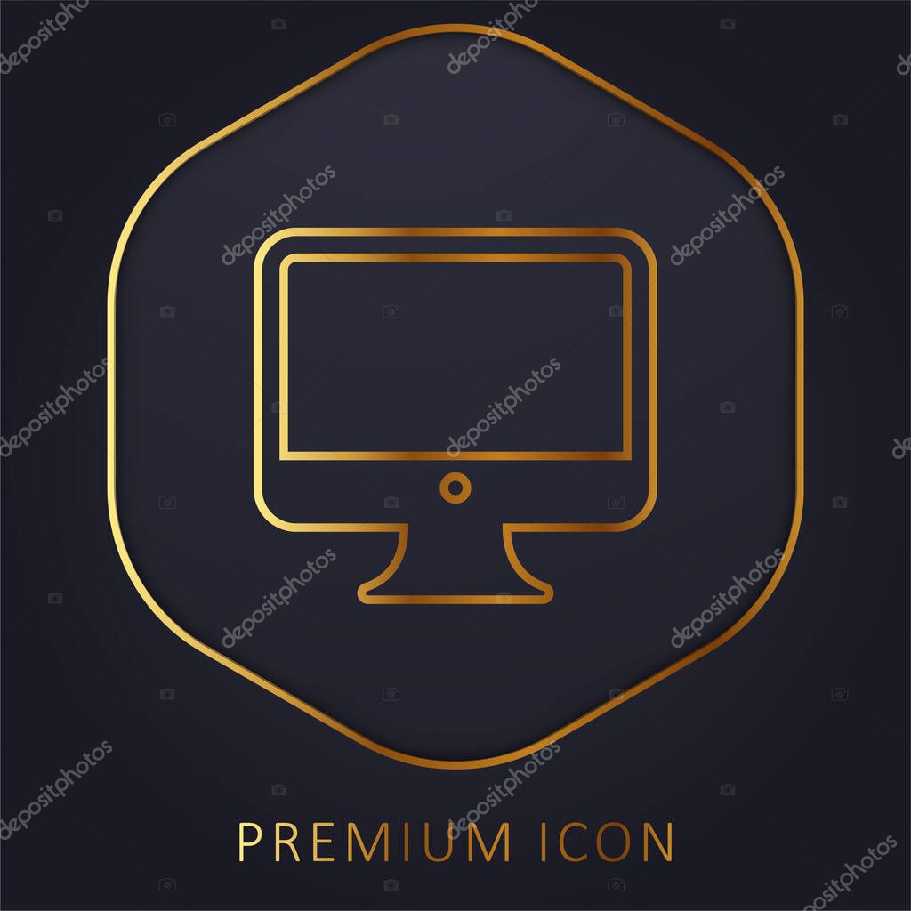 Big Computer Monitor golden line premium logo or icon
