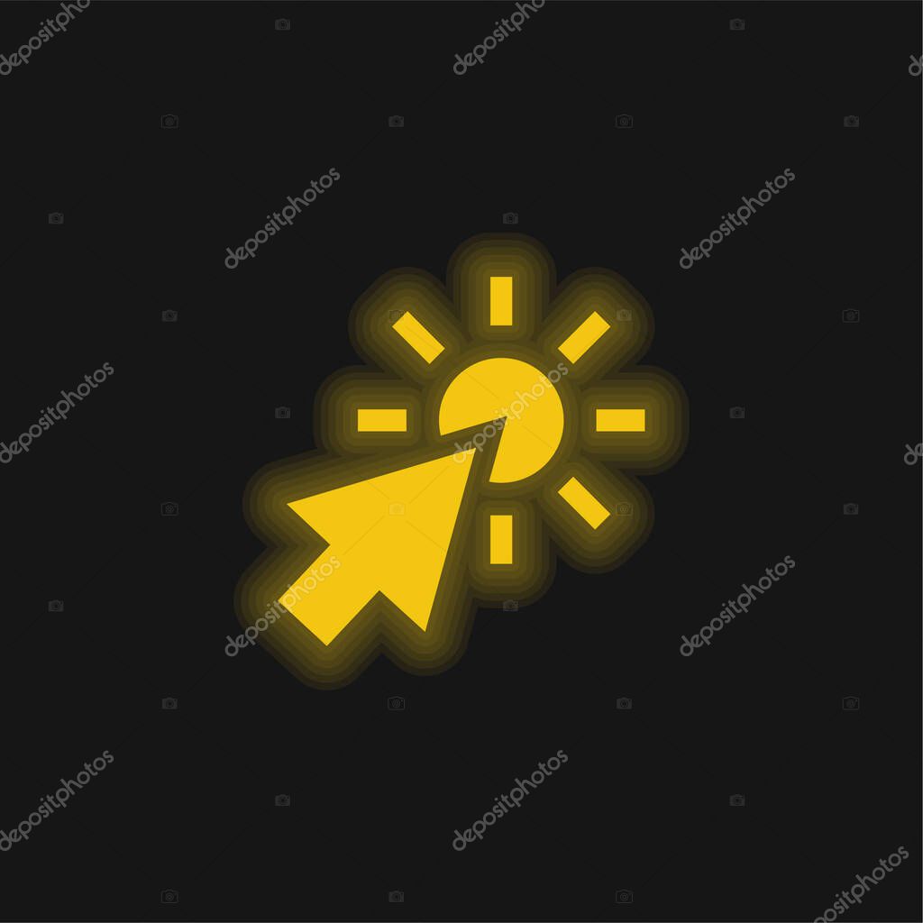 Arrow yellow glowing neon icon
