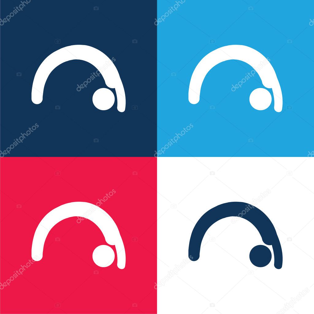 Backbend blue and red four color minimal icon set