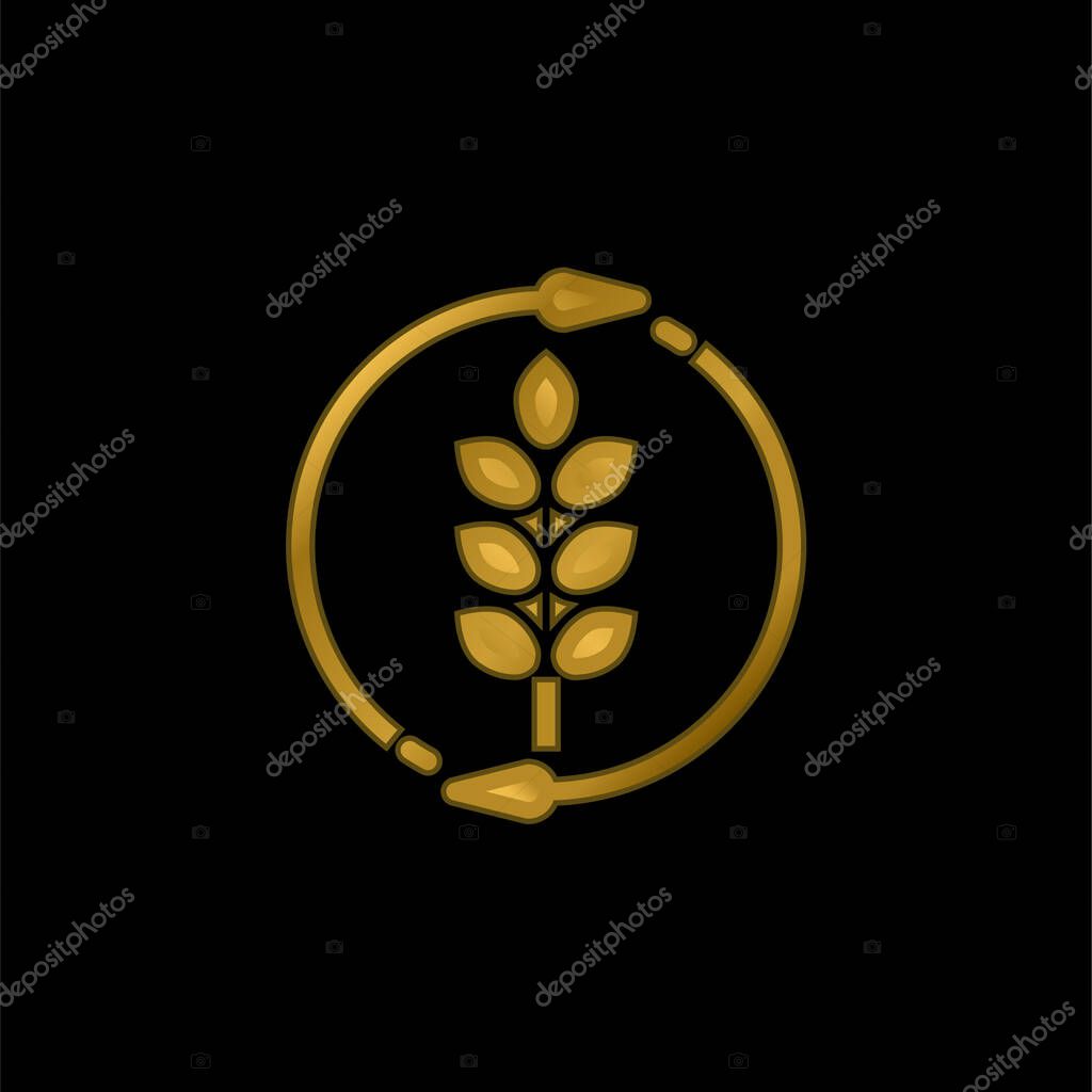 Agronomy gold plated metalic icon or logo vector