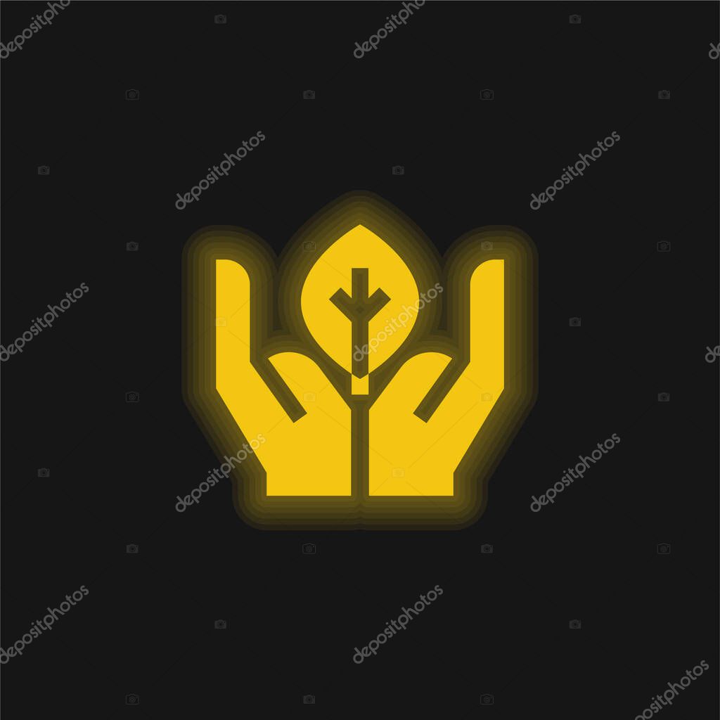 Biology yellow glowing neon icon