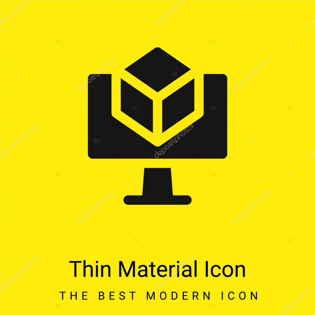 3d minimal bright yellow material icon