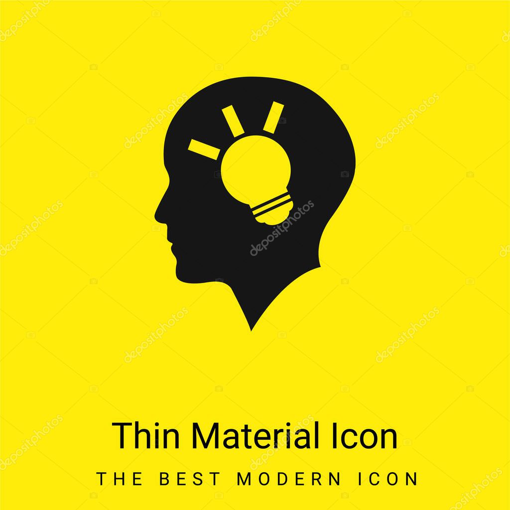 Bald Head Side View With A Lightbulb Inside minimal bright yellow material icon