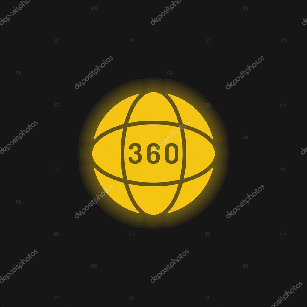 Angle yellow glowing neon icon
