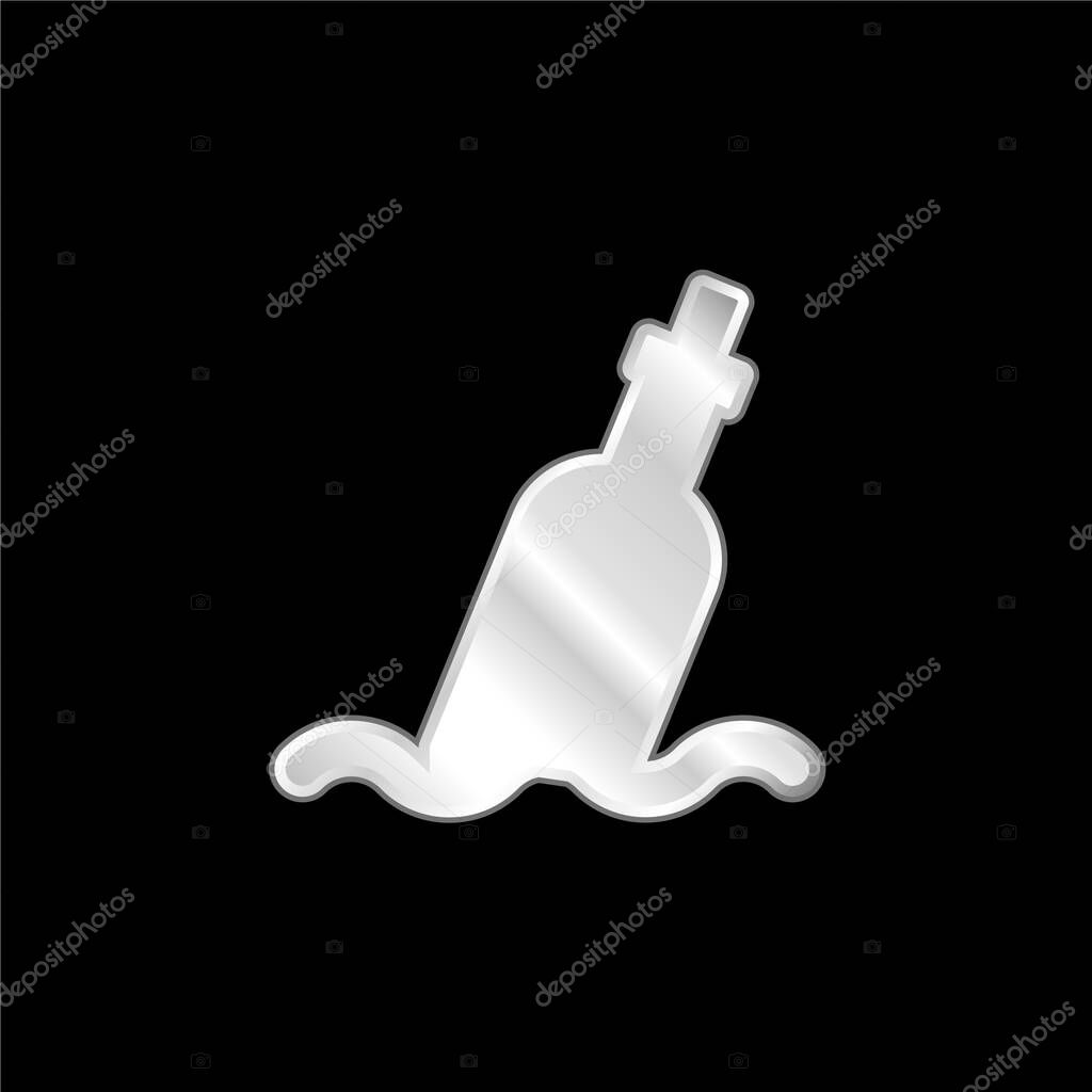 Bottle silver plated metallic icon