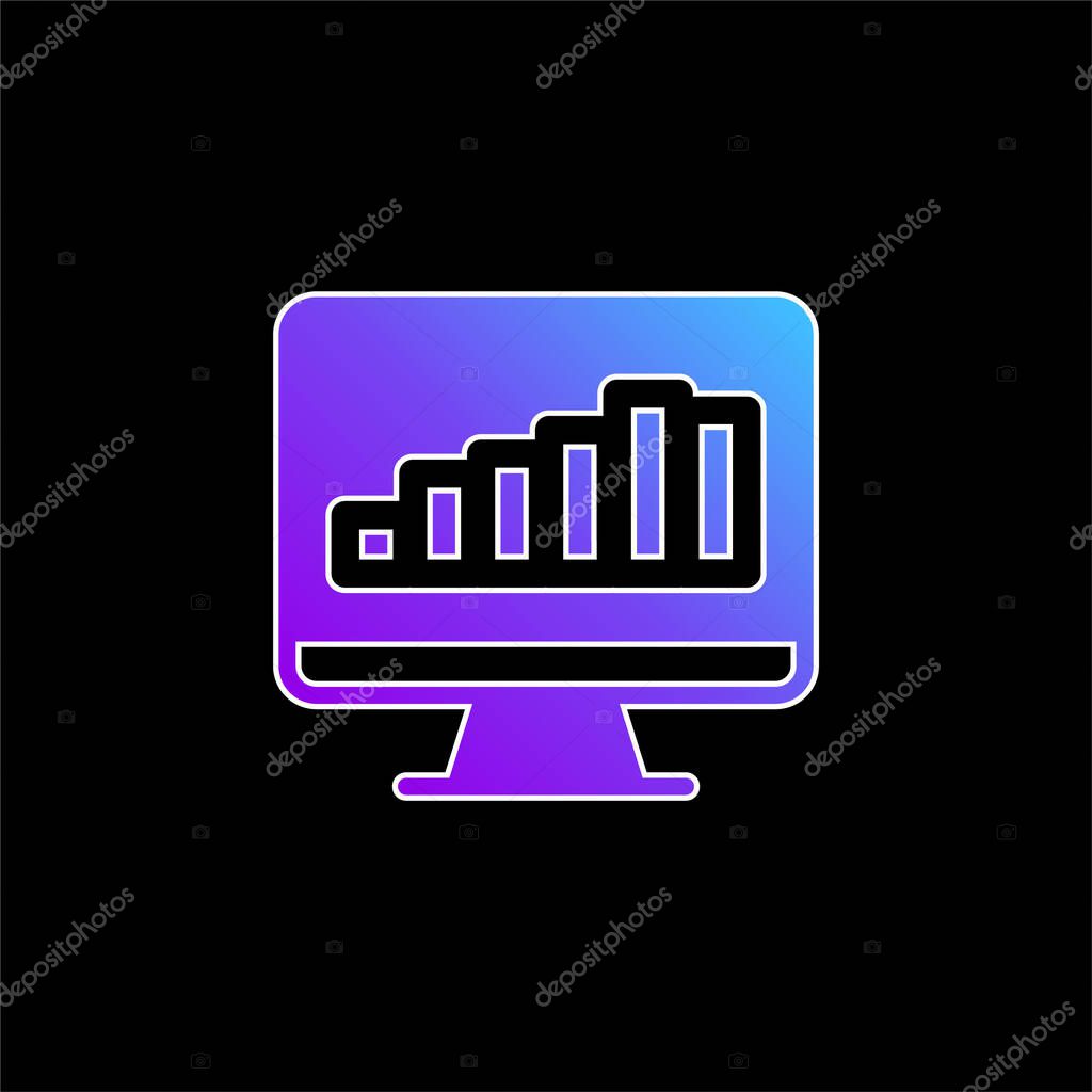 Bar Graph On Screen blue gradient vector icon