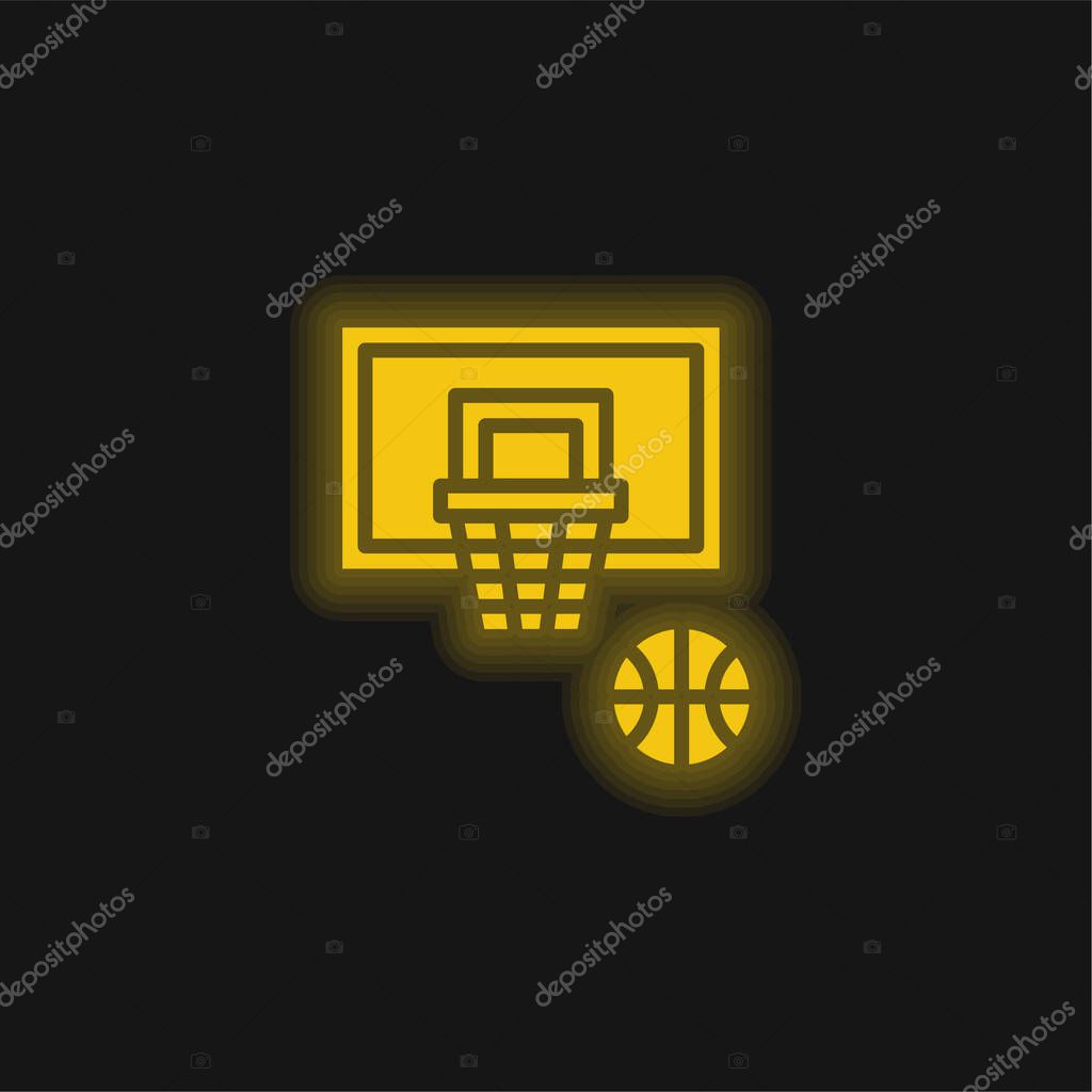 Basketball yellow glowing neon icon