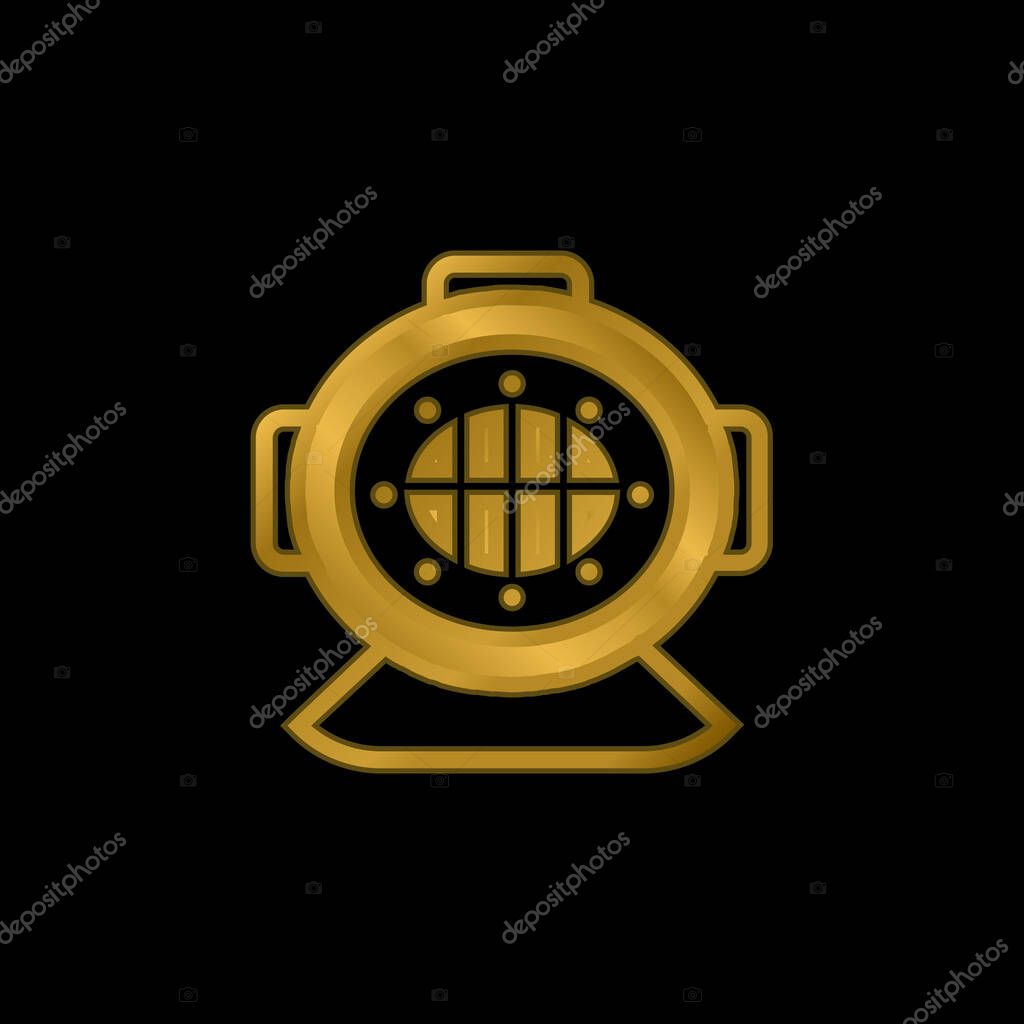 Aqualung gold plated metalic icon or logo vector