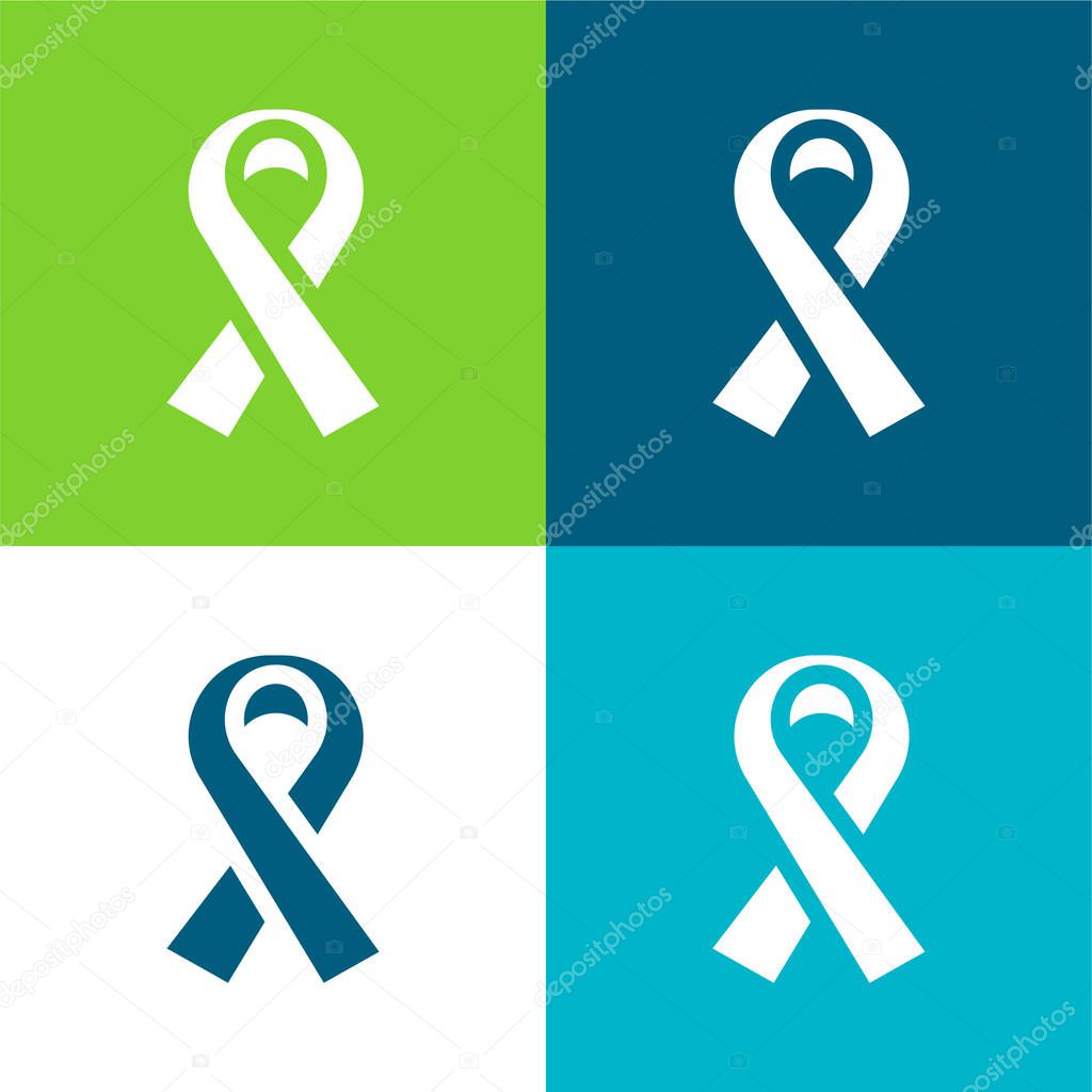 Black Ribbon Flat four color minimal icon set