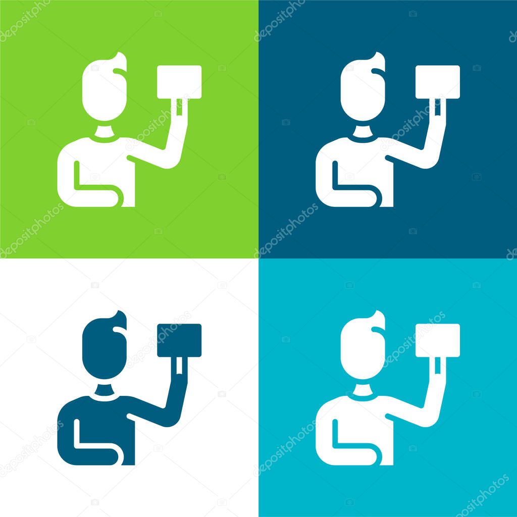 Bidding Flat four color minimal icon set